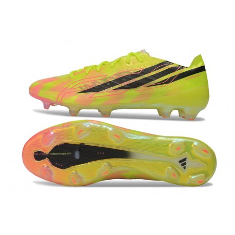 Scarpe da calcio Adidas F50 Hyperfast Evo FG Team Giallo Solare 2 Nero Core Solar Turbo