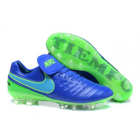 Nike 2016 Scarpette Calcetto Tiempo Legend 6 FG Pelle di Canguro ACC Blu Verde