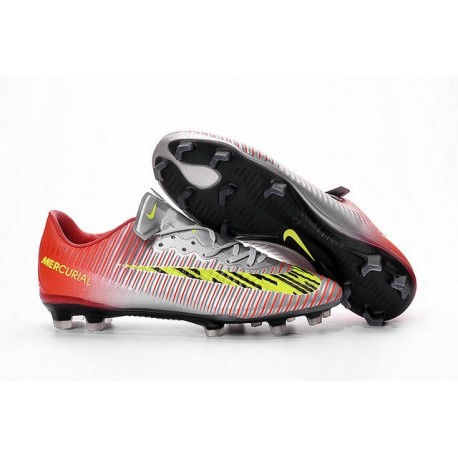 Scarpe Calcio Nuove Nike Mercurial Vapor XI FG ACC Rosso Metallico Giallo