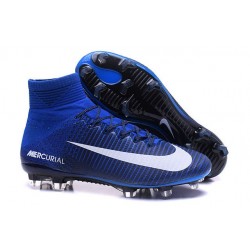 Nike Scarpa da Calcetto Nuove Mercurial Superfly 5 FG Blu Bianco