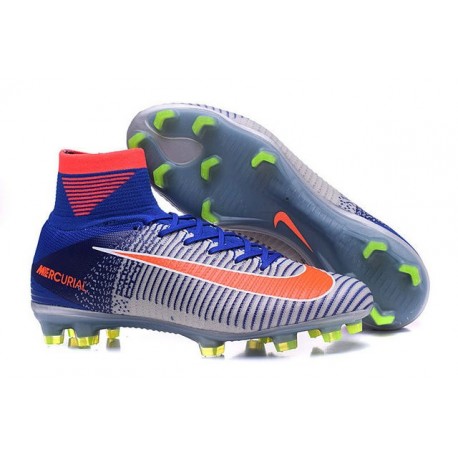 Nike Scarpa da Calcetto Nuove Spark Brilliance Mercurial Superfly 5 FG Bianco Blu Arancio