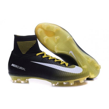 Nike Mercurial Superfly 5 FG Nuove Scarpe Calcio Nero Giallo Bianco