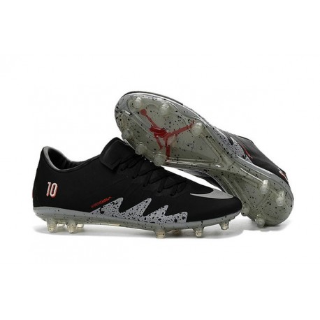 Calcio Scarpe Nike Hypervenom Phinish Neymar x Jordan FG Nero Metallico