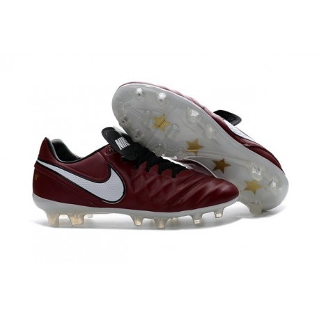 Nike 2016 Scarpette Calcetto Tiempo Legend 6 FG Pelle di Canguro ACC Rosso Bianco 