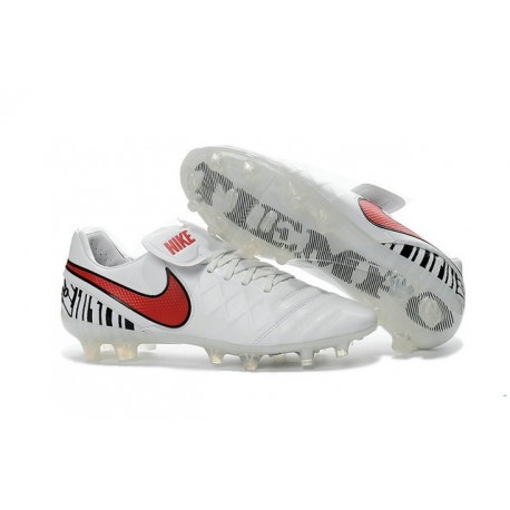 Nike 2016 Scarpette Calcetto Tiempo Legend 6 FG Pelle di Canguro ACC Bianco Rosso