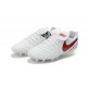 Nike 2016 Scarpette Calcetto Tiempo Legend 6 FG Pelle di Canguro ACC Bianco Rosso