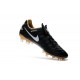 Nike Scarpette Calcetto Tiempo Legend 6 FG Pelle di Canguro ACC Nero Bianco Oro