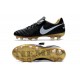 Nike Scarpette Calcetto Tiempo Legend 6 FG Pelle di Canguro ACC Nero Bianco Oro