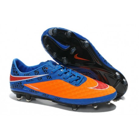 Nike Hypervenom Phantom FG ACC Uomo Scarpe da Calcetto Rifrangenti Arancio Rosso Blu