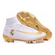 Nuovo Nike Mercurial Superfly 5 FG Scarpe da Calcio Real Madrid Club de Fútbol Bianco Oro