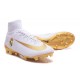 Nuovo Nike Mercurial Superfly 5 FG Scarpe da Calcio Real Madrid Club de Fútbol Bianco Oro