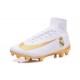 Nuovo Nike Mercurial Superfly 5 FG Scarpe da Calcio Real Madrid Club de Fútbol Bianco Oro