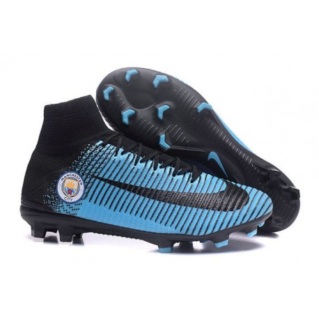 Nuovo Nike Mercurial Superfly 5 FG Scarpe da Calcio Manchester City FC Blu Nero