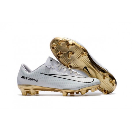 Nike Mercurial Vapor Vitórias XI FG Scarpini da Calcio Bianco Oro