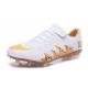 Neymar X Jordan NJR Calcio Scarpe Nike Hypervenom Phinish FG Bianco Oro