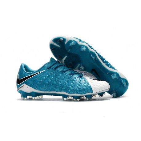 Scarpa da Calcio per Terreni Duri Nike Hypervenom Phantom III FG Blu Bianco