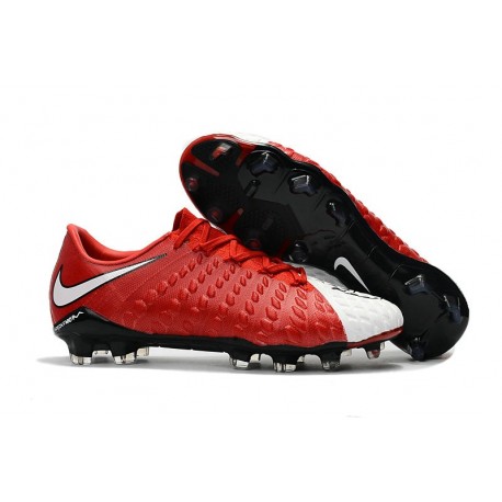 Scarpa da Calcio per Terreni Duri Nike Hypervenom Phantom III FG Rosso Bianco