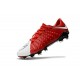 Scarpa da Calcio per Terreni Duri Nike Hypervenom Phantom III FG Rosso Bianco