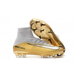 Ronaldo Nike Mercurial Superfly 5 FG Scarpe CR7 Quinto Triunfo Bianco Oro